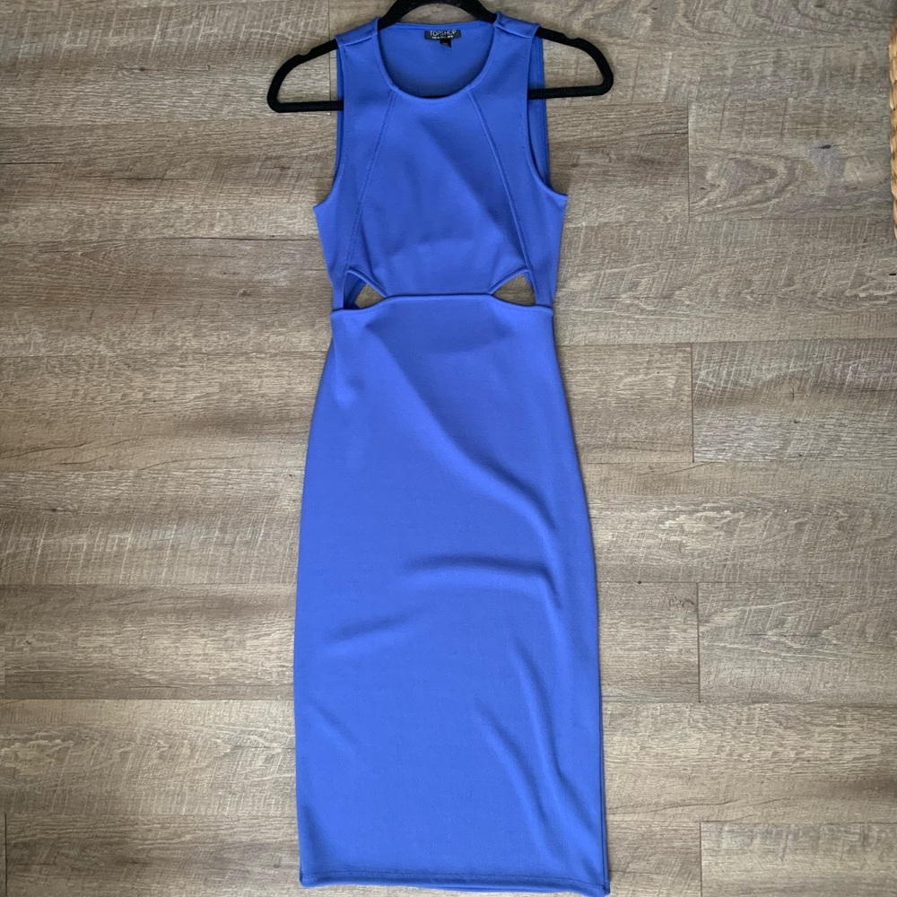 Topshop Royal Blue Cutout Midi Dress